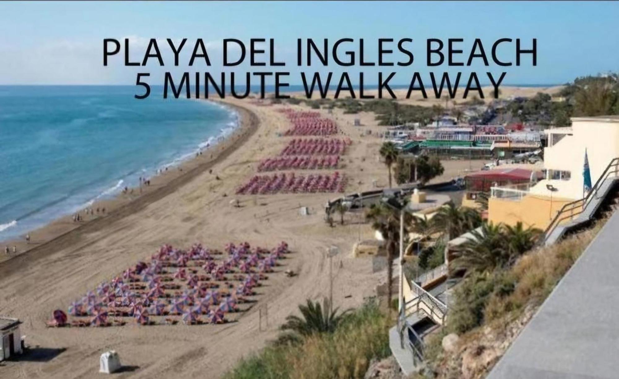 Ocean Front Cozy 2 Bedroom, 3 Beds Spacious- Netflix, Pool, Beach Lift & Fast Wifi Playa del Inglés Eksteriør billede
